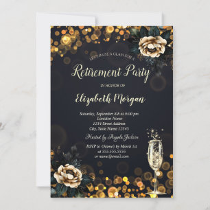 Black Roses Dots Retirement    Invitation