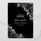 Black Roses Floral Black Silver Sweet 16 Birthday 