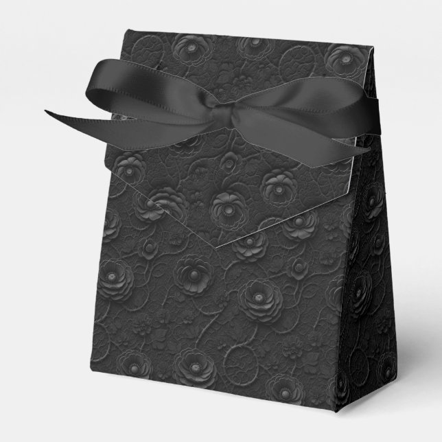 Black Roses Flowers Favour Box (Front Side)