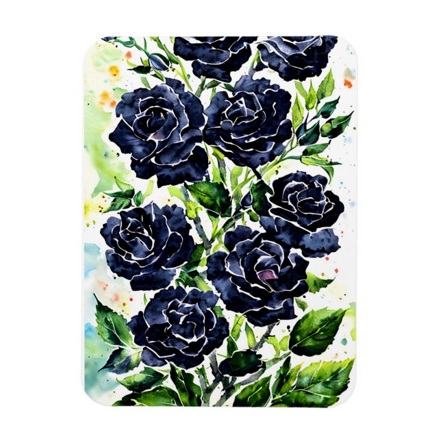 Black Roses Flowers Goth Art Watercolor Painting   Magnet (Vertical)