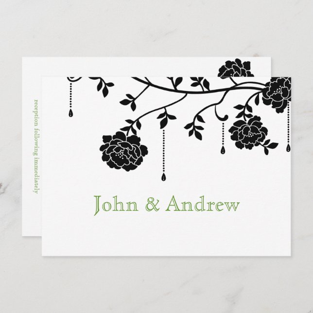 Black Roses Gay Wedding Invitation (Front/Back)