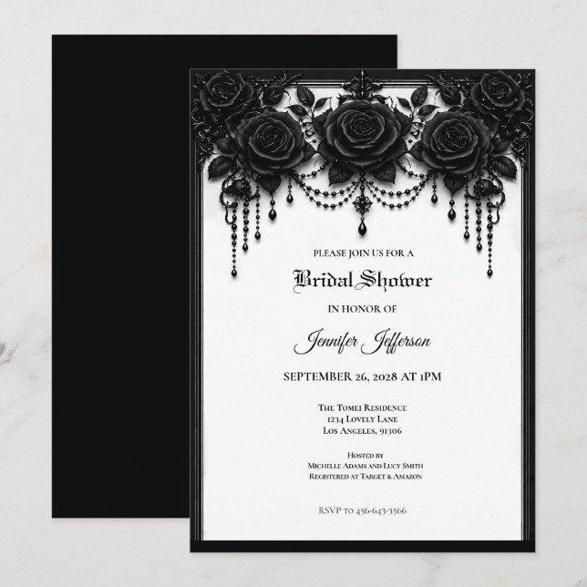 Black Roses Gothic Bridal Shower invitation (Front/Back)