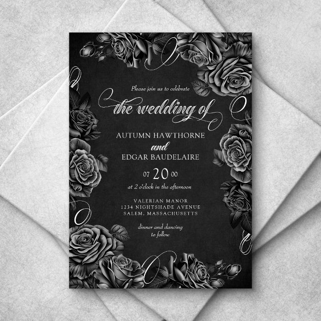 Black Roses Gothic Wedding Invitation (Creator Uploaded)