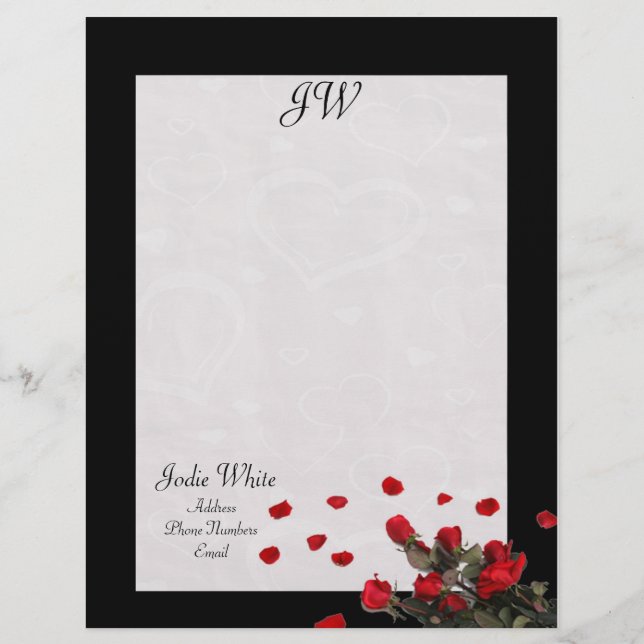 Black Roses  - Monogram Letterhead (Front)