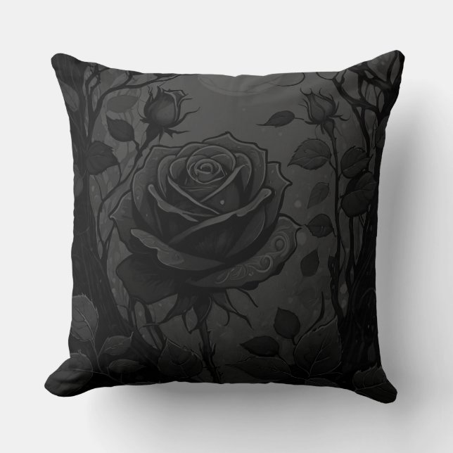 Black Roses Motif 2 Cushion (Front)
