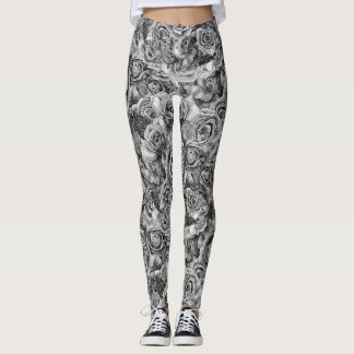 BLACK ROSES PATTERN LEGGINGS