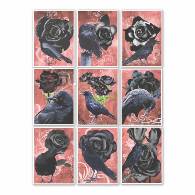 Black roses ravens and crows gothic art collage (Front)
