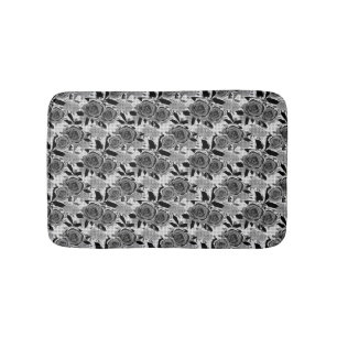 Black roses, roses, black and gray   bath mat