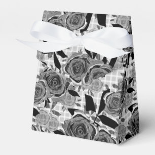 Black roses, roses, black and grey favour box