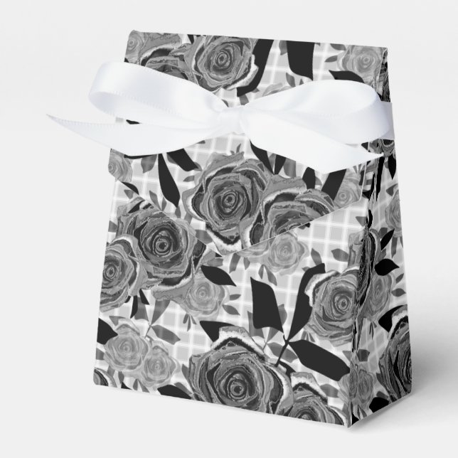 Black roses, roses, black and grey    favour box (Front Side)