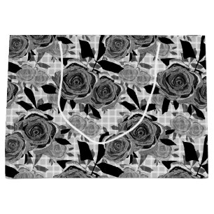 Black roses, roses, black and grey large gift bag