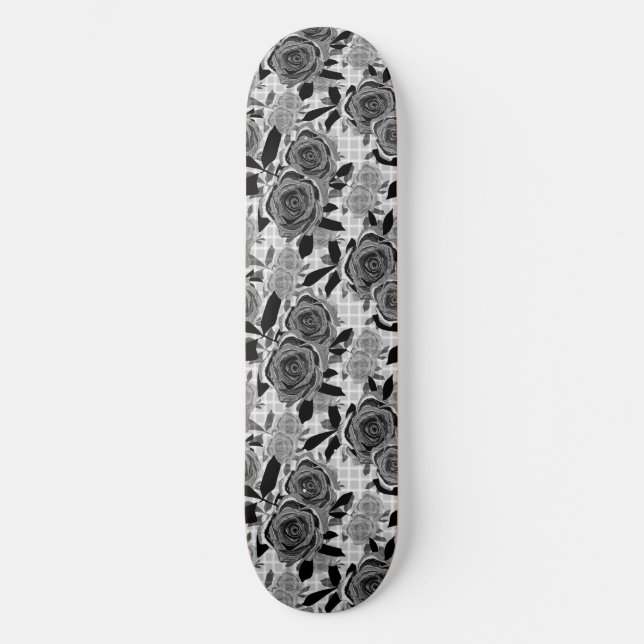 Black roses, roses, black and grey   skateboard (Front)
