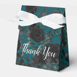 Black Roses Teal Wedding Favour Box