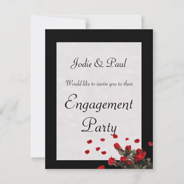 Black Roses - Wedding - Engagement Invitation (Front)