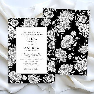 Black roses wedding invitation