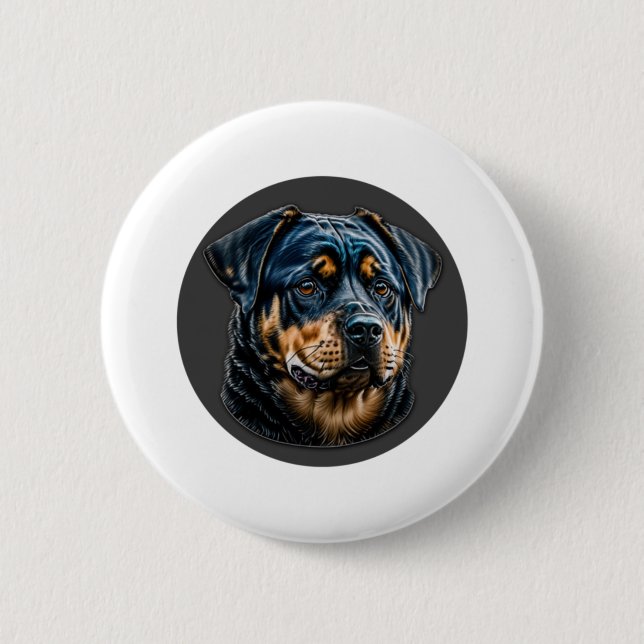 Black Rottweiler 6 Cm Round Badge (Front)