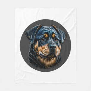 Black Rottweiler Fleece Blanket