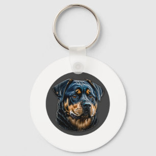 Black Rottweiler Key Ring
