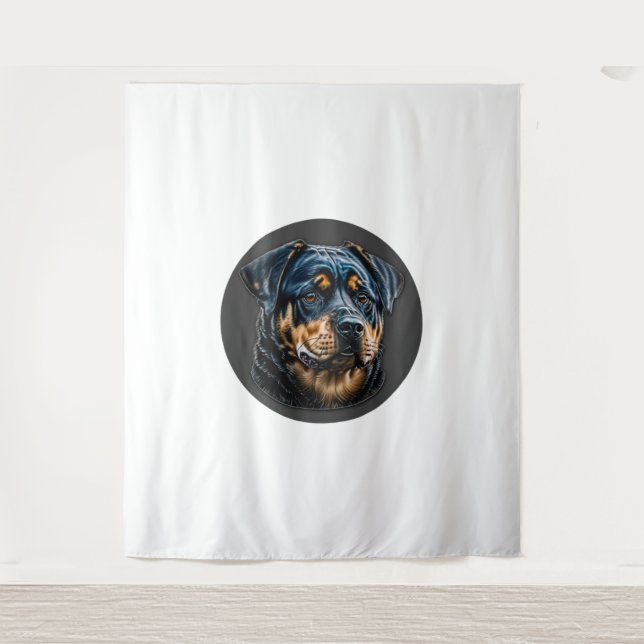 Black Rottweiler Tapestry (Front)