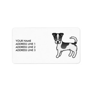 Black Rough Coat Jack Russell Terrier Dog & Text Label
