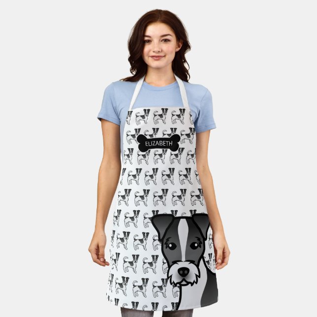 Black Rough Coat Jack Russell Terrier & Name Apron (Worn)