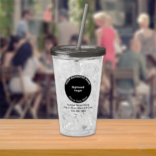 Black Round Business Brand on Acrylic Tumbler