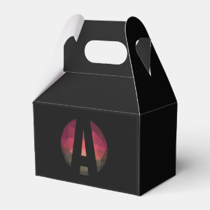 Black round monogram logo design favour box