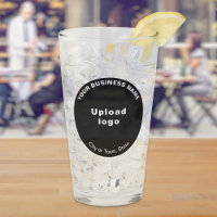 Black Round Shape Business Brand on Glass Cup