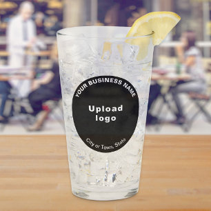 Black Round Shape Business Brand on Glass Cup