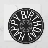 Black Round Steam Wheel Happy Birthday Greeting