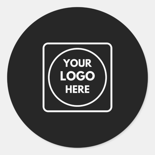 Black Round Sticker | Custom Modern Business Logo  (Front)