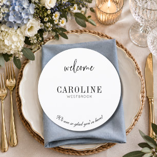 Black Round Tie Wedding Guest Place Menu Card