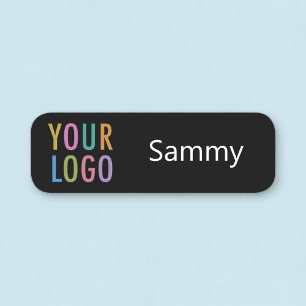Black Rounded Nametag Custom Company Logo Employee Name Tag