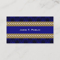 Black Royal Blue Damask Gold Chain
