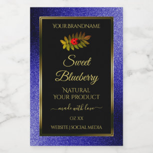 Black Royal Blue Glitter Product Labels Ladybug