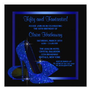 Womans Navy Blue Birthday Invitations Zazzle Co Nz