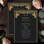 Black Royal Lion Mediaeval Sword Wedding Program Programme<br><div class="desc">Unveil the magic of your big day! These mediaeval fantasy wedding programs feature a regal lion surrounded by intricate gold florals and a monogram against a black background, blending elegance with a touch of grandeur. A perfect keepsake for your fairytale celebration! The gold featured on this item is NOT real...</div>