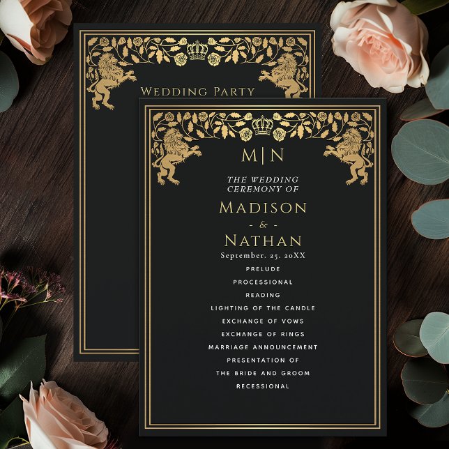 Black Royal Lion Mediaeval Sword Wedding Program Programme (Creator Uploaded)