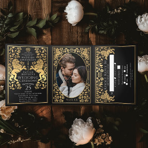 Black Royal Mediaeval Lion Wedding Tri-Fold