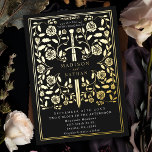 Black Royal Mediaeval Sword Wedding<br><div class="desc">Celebrate your special day with this Royal Mediaeval Sword Wedding design. This design features a frame with a sword and flowers. The back of this product is printed in flat colours and is NOT real foil.</div>