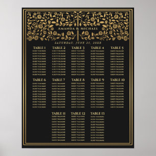 Black Royal Mediaeval Sword Wedding Seating Chart