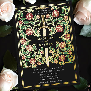 Black Royal Sword Floral Mediaeval Fantasy Wedding