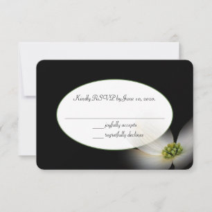 black RSVP with flower Card