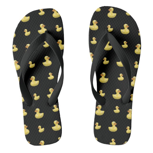 Black rubber duck pattern jandals (Footbed)