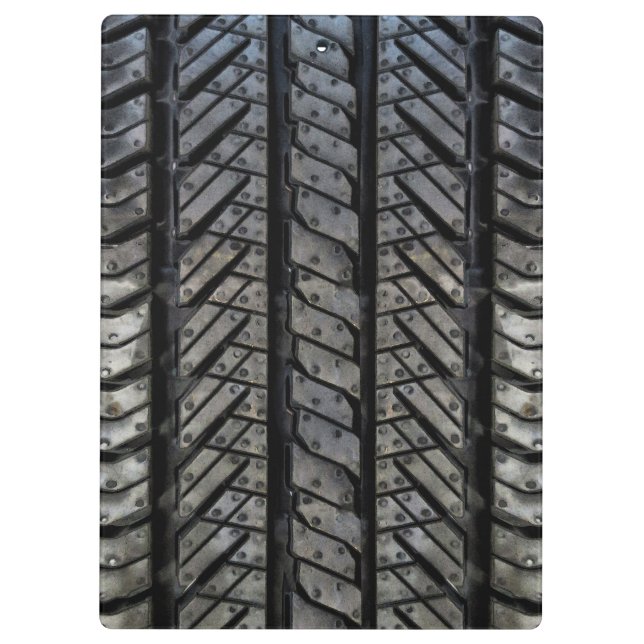 Black Rubber Tire Thread Texture Design Clipboard (Back)
