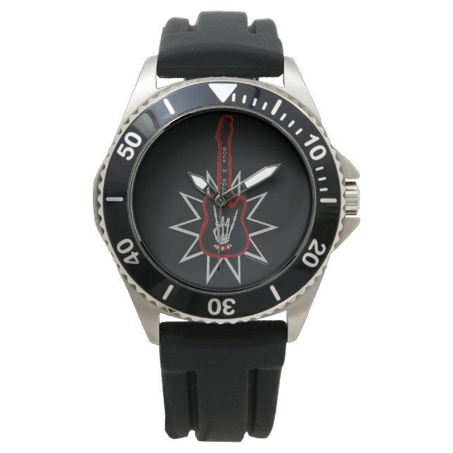 Black Rubber Watch - Rock n' Roll (Front)