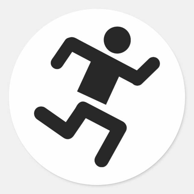 black runner athletics sprinter run classic round sticker (Front)