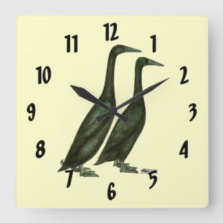 Black Runner Ducks Square Wall Clock