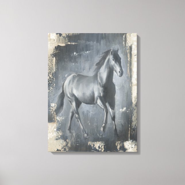 Black Running Stallion Canvas Print (Front)