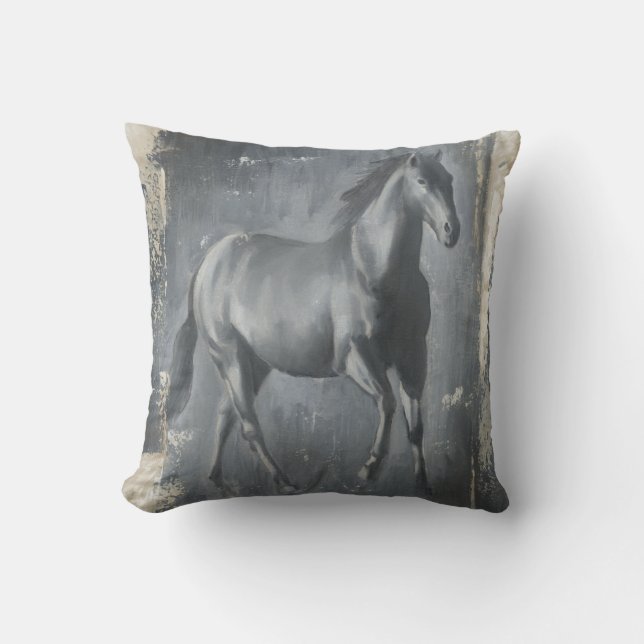 Black Running Stallion Cushion (Front)
